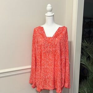 NWOT Roaman's Coral White Blouse Plus size 24W